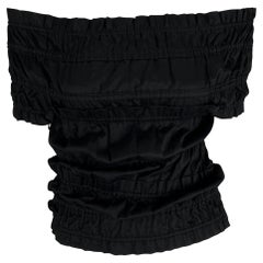 F/W 2001 Yves Saint Laurent by Tom Ford Schwarzes trägerloses Top aus geraffter Baumwolle