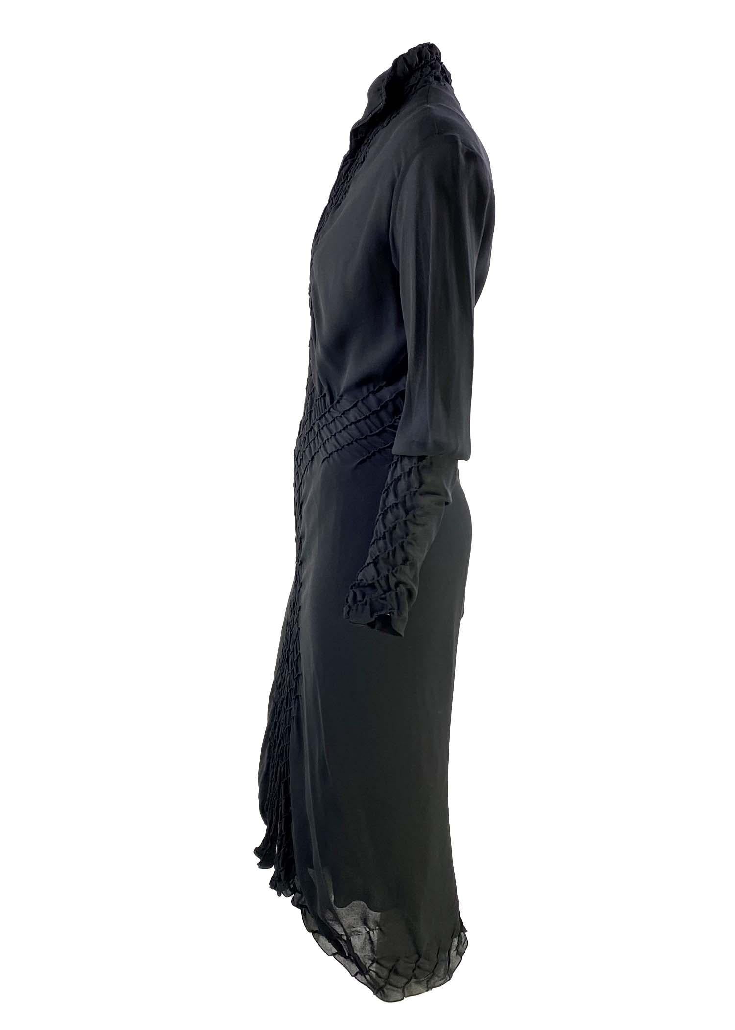 De las mujeres F/W 2001 Yves Saint Laurent by Tom Ford Vestido de Pasarela de Seda Negra de Manga Larga en venta