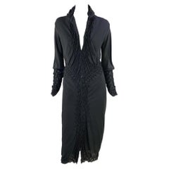 F/W 2001 Yves Saint Laurent by Tom Ford Black Silk Long Sleeve Runway Dress