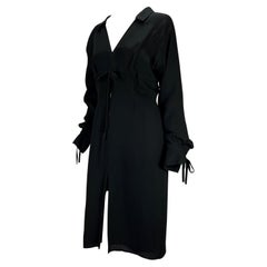 F/W 2001 Yves Saint Laurent by Tom Ford Black Silk Tie Up Shirt Dress