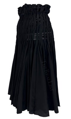 F/W 2001 Yves Saint Laurent by Tom Ford Pleated Black Satin Flare Skirt
