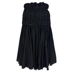 F/W 2001 Yves Saint Laurent by Tom Ford Pleated Black Satin Flare Skirt