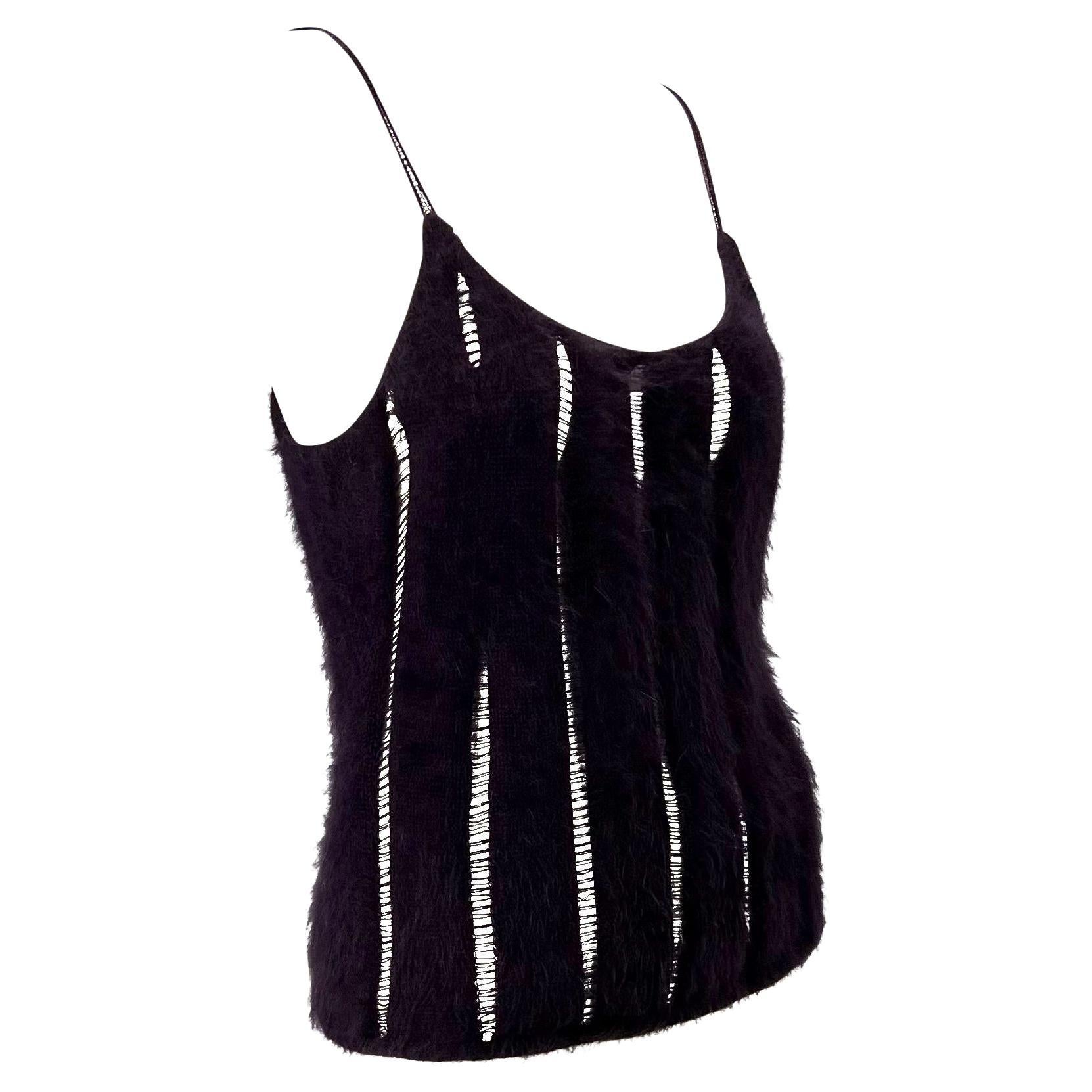 Women's F/W 2001 Yves Saint Laurent by Tom Ford Purple Angora Stretch Panel Tank Top For Sale