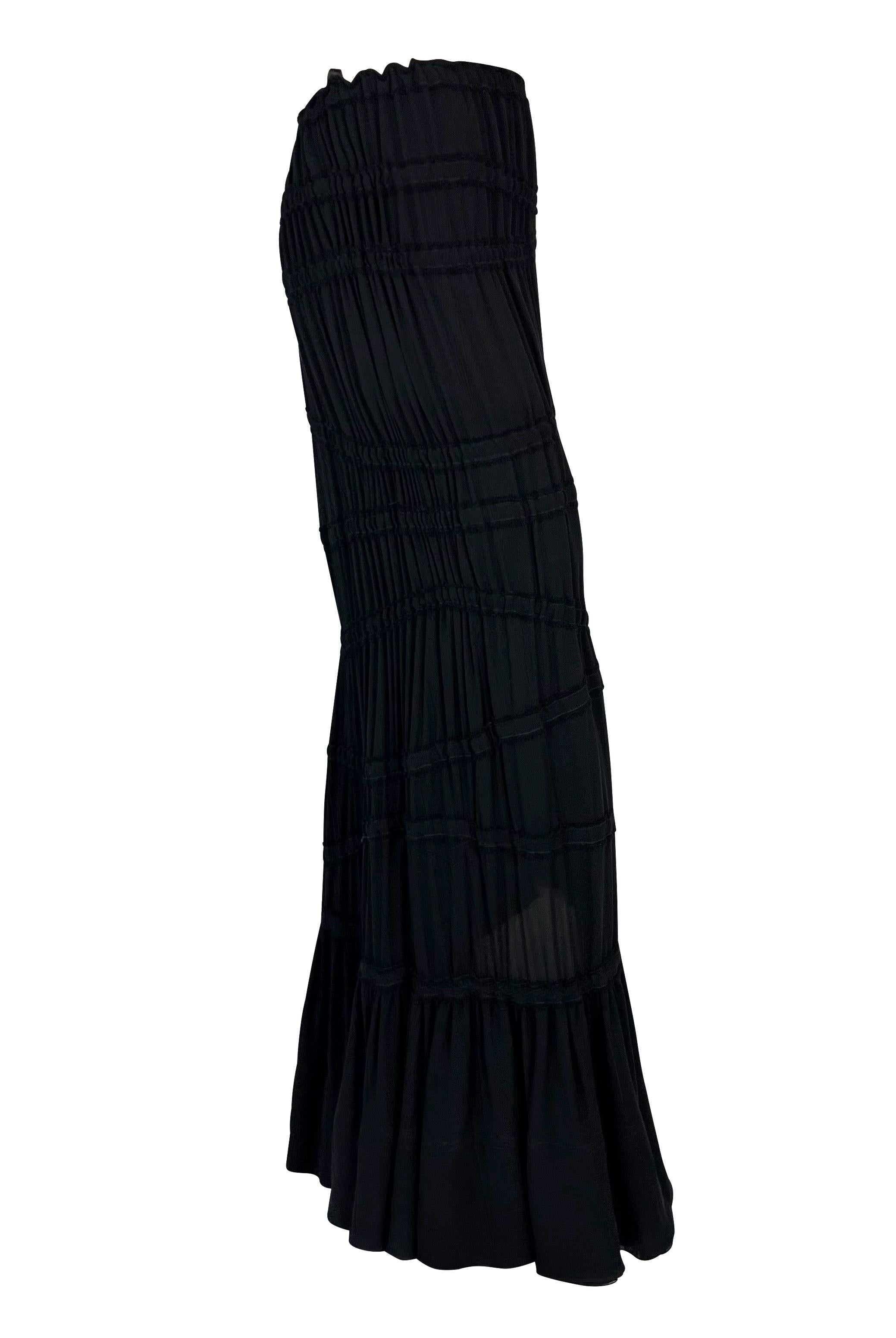 F/W 2001 Yves Saint Laurent by Tom Ford Runway Ruched Stretch Flare Maxi Skirt For Sale 2
