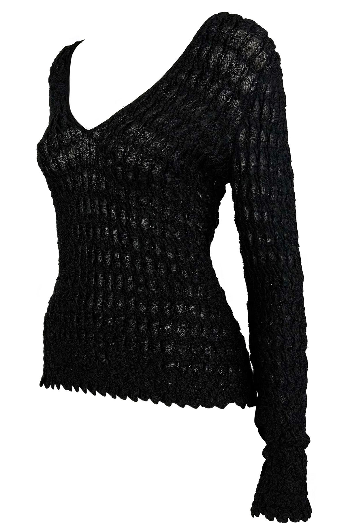 F/W 2001 Yves Saint Laurent by Tom Ford Sheer Knit Black Silk Stretch Top In Excellent Condition For Sale In West Hollywood, CA