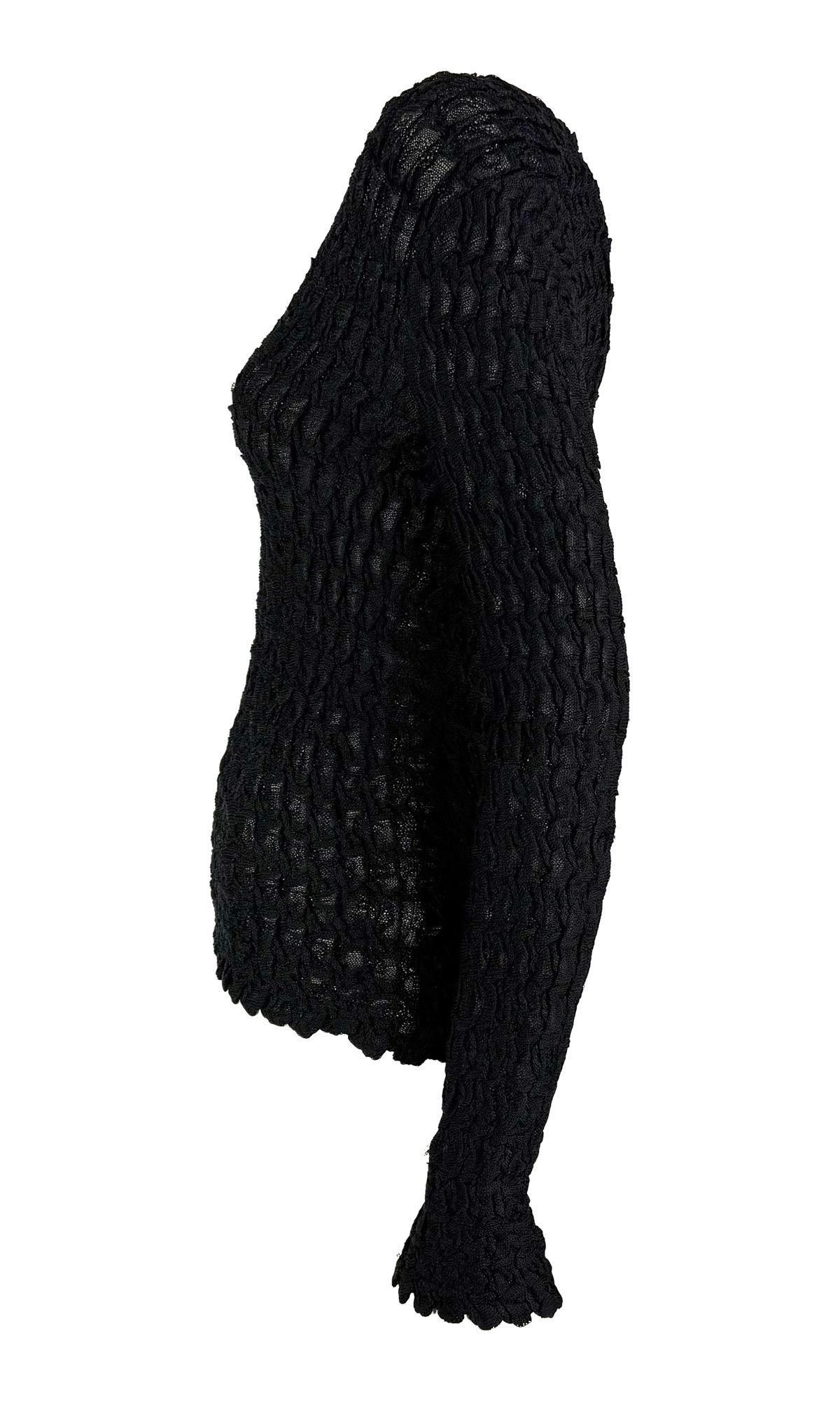 Women's F/W 2001 Yves Saint Laurent by Tom Ford Sheer Knit Black Silk Stretch Top For Sale