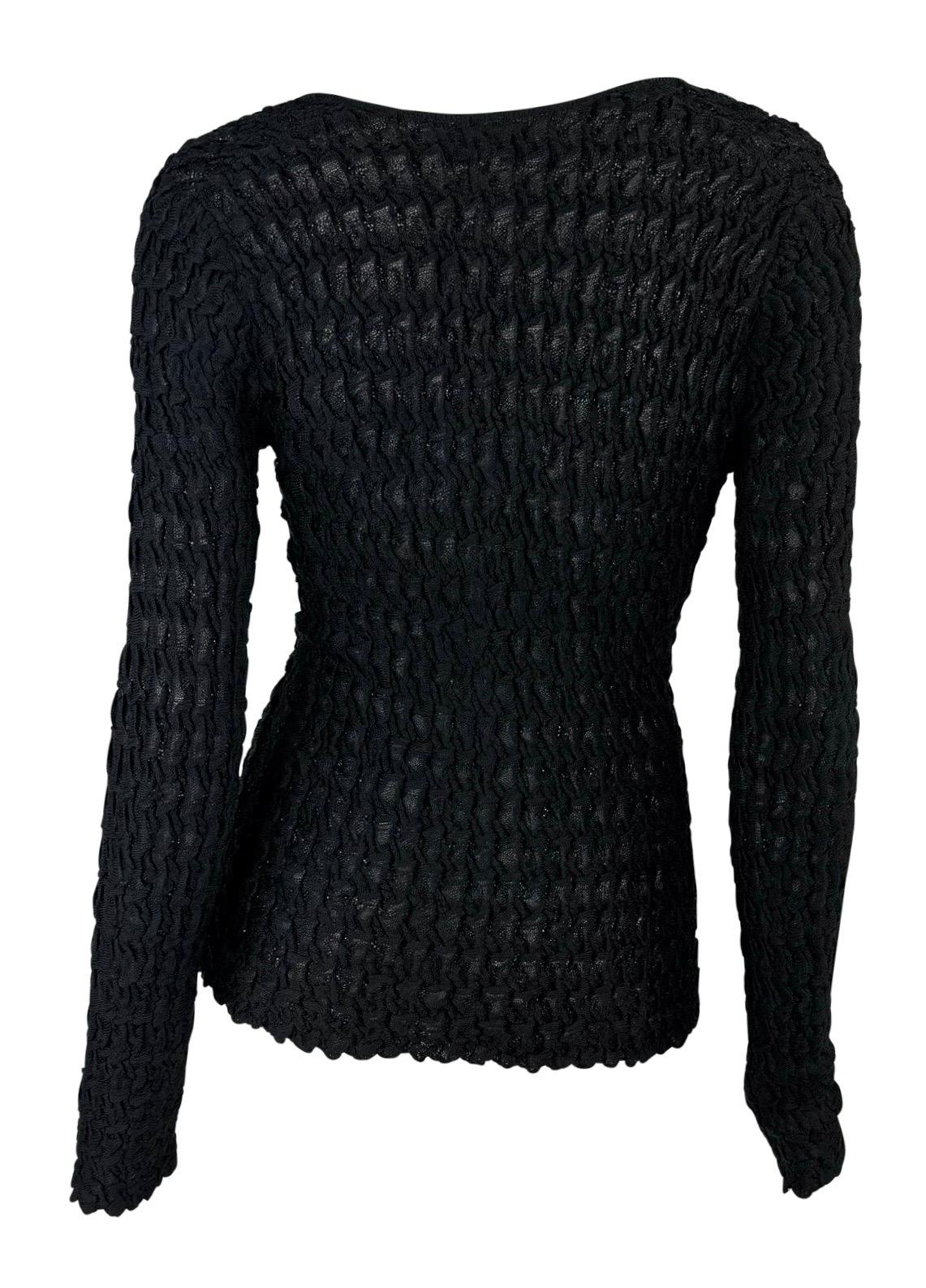 F/W 2001 Yves Saint Laurent by Tom Ford Sheer Knit Black Silk Stretch Top For Sale 1