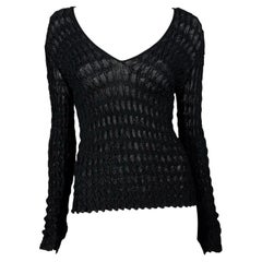 F/W 2001 Yves Saint Laurent by Tom Ford Schwarzes durchsichtiges gestricktes Stretch-Oberteil aus Seide