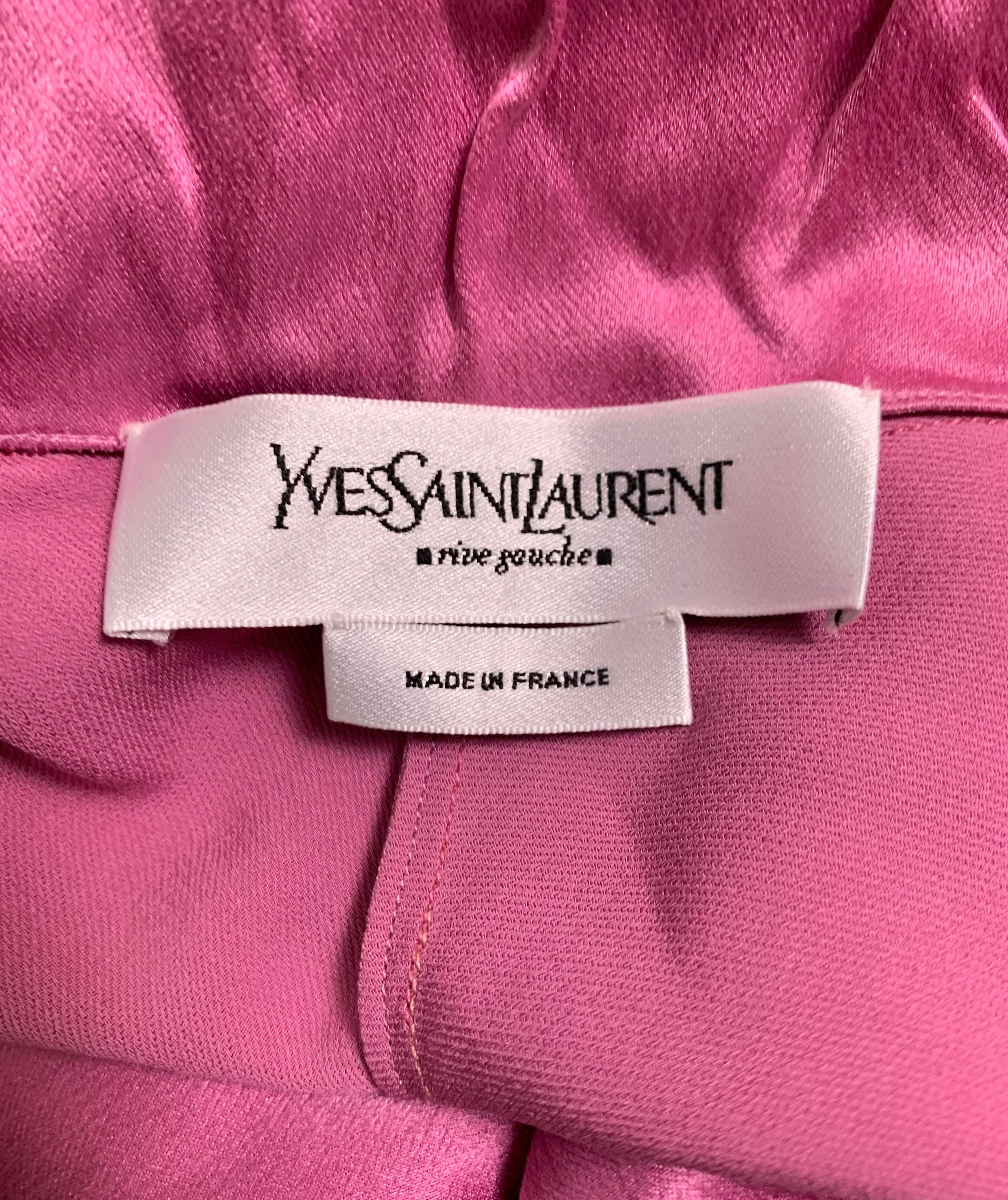 F/W 2001 Yves Saint Laurent Tom Ford Runway Pink Silk Plunging Dress In Good Condition In Yukon, OK