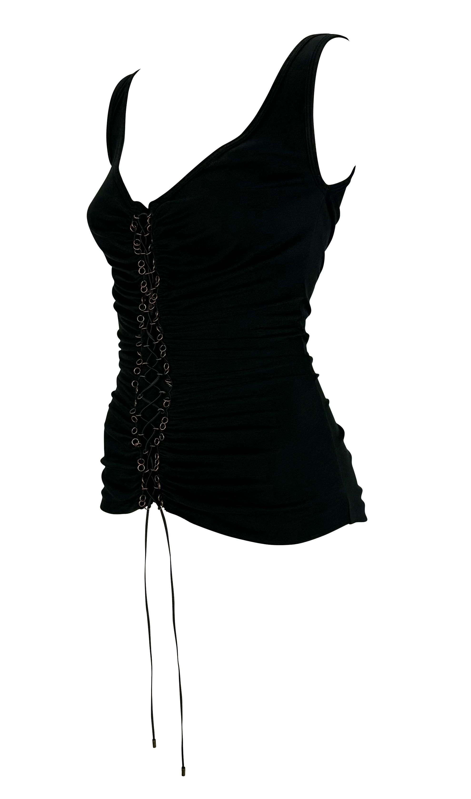 Nero Canotta nera con lacci Alexander McQueen 'Supercalifragilistic' A/I 2002 in vendita