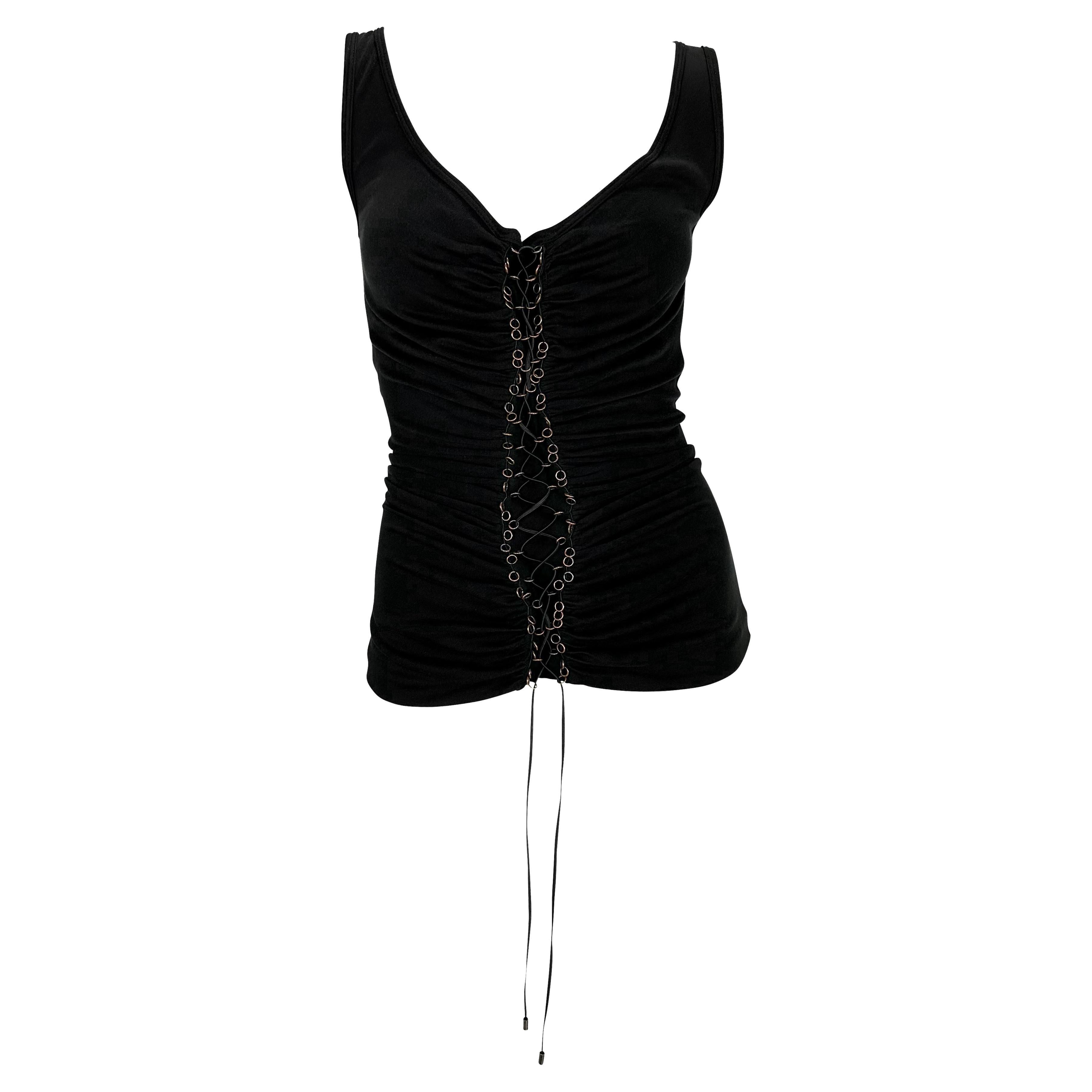 Canotta nera con lacci Alexander McQueen 'Supercalifragilistic' A/I 2002 in vendita