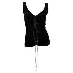 Canotta nera con lacci Alexander McQueen 'Supercalifragilistic' A/I 2002