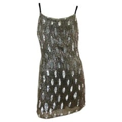 Ann Demeulemeester, mini-robe portefeuille à sequins gris abstraits, A/H 2002