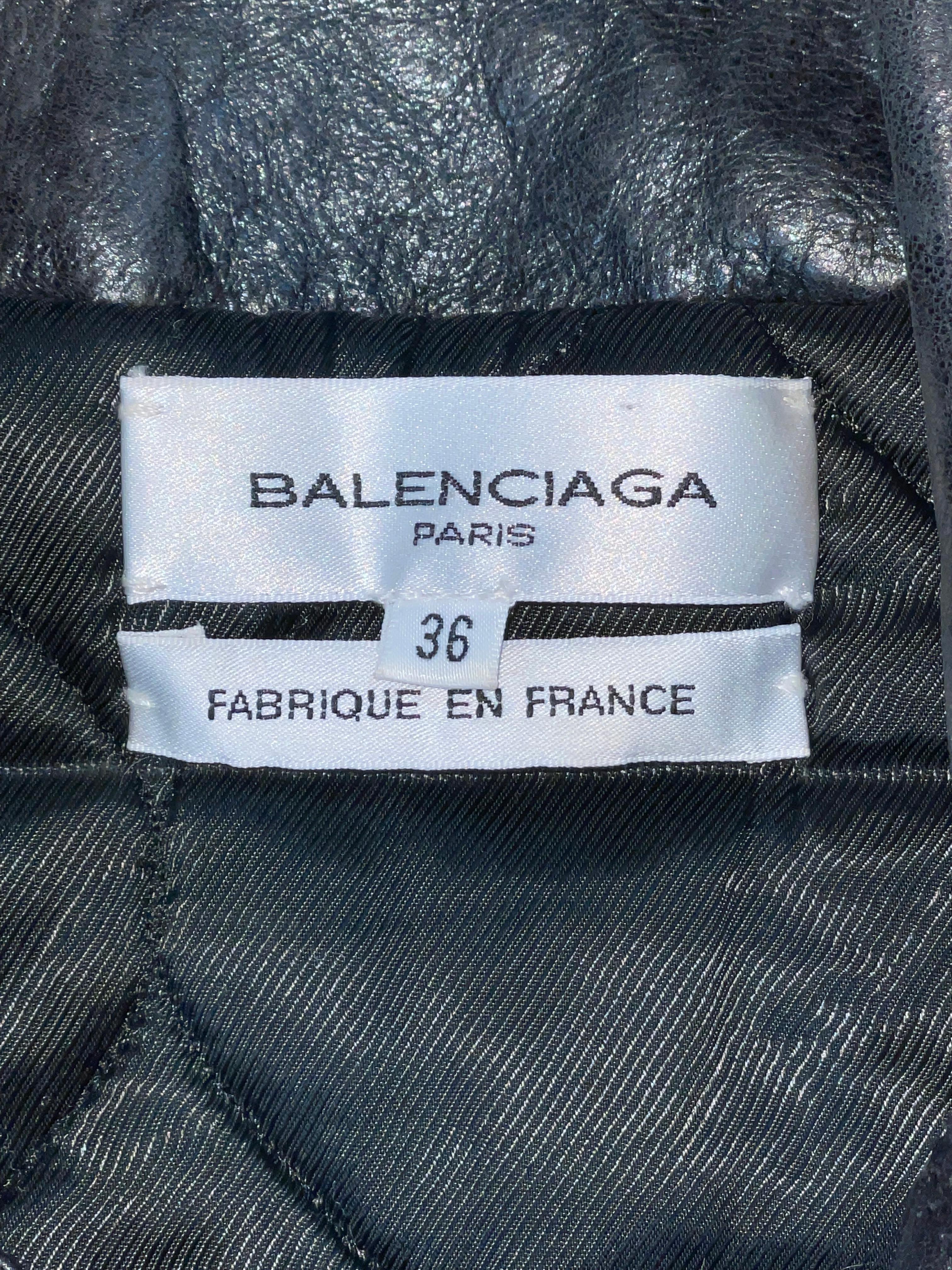 Women's F/W 2002 Balenciaga by Nicolas Ghesquiere Runway Black Leather Biker Vest Top