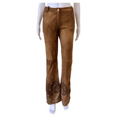 F/W 2002 Brown “Mirrored Medallion” Embellished Pants