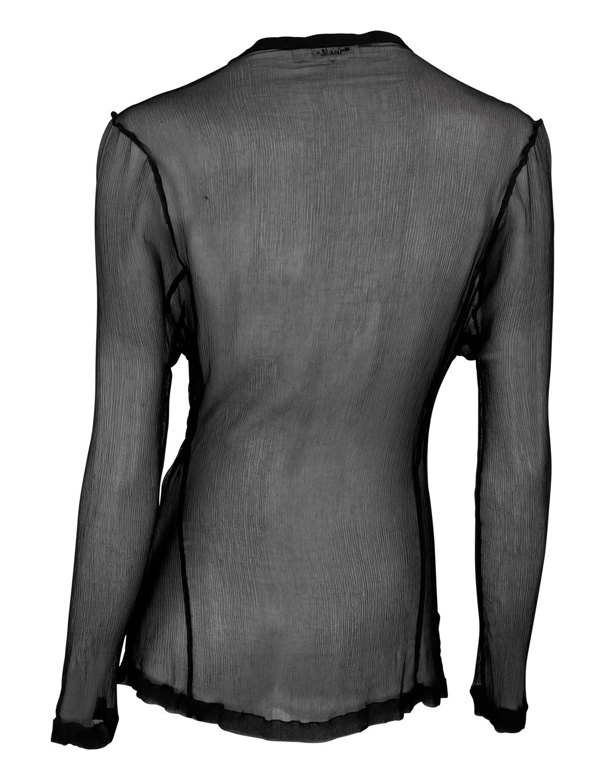 A/I 2002 Calvin Klein: camicetta a tunica nera, trasparente e scollata. in vendita 3