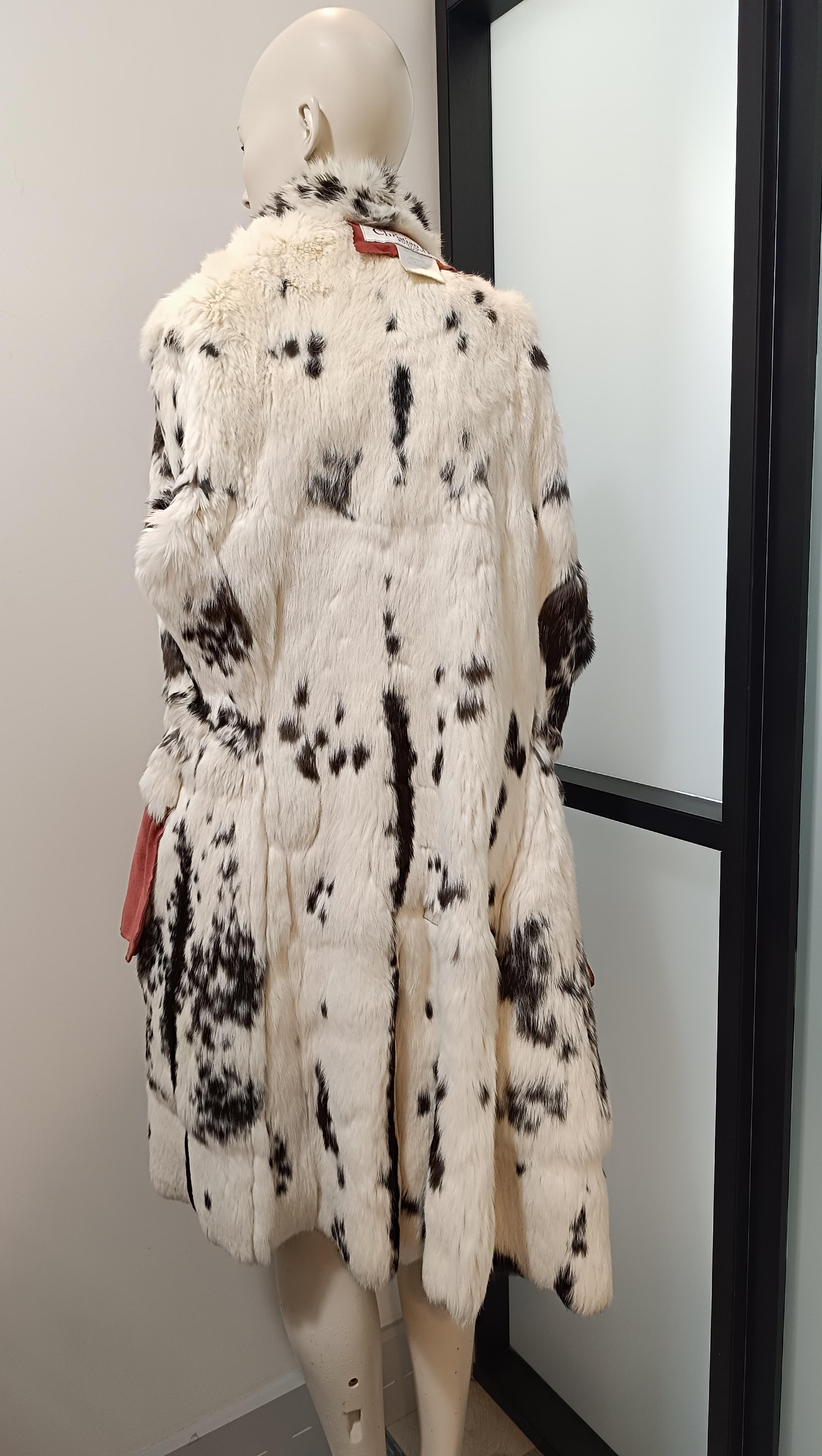F/W 2002 Christian Dior by John Galliano Floral Lapin Fur Trench Coat  Hat SetFe For Sale 5
