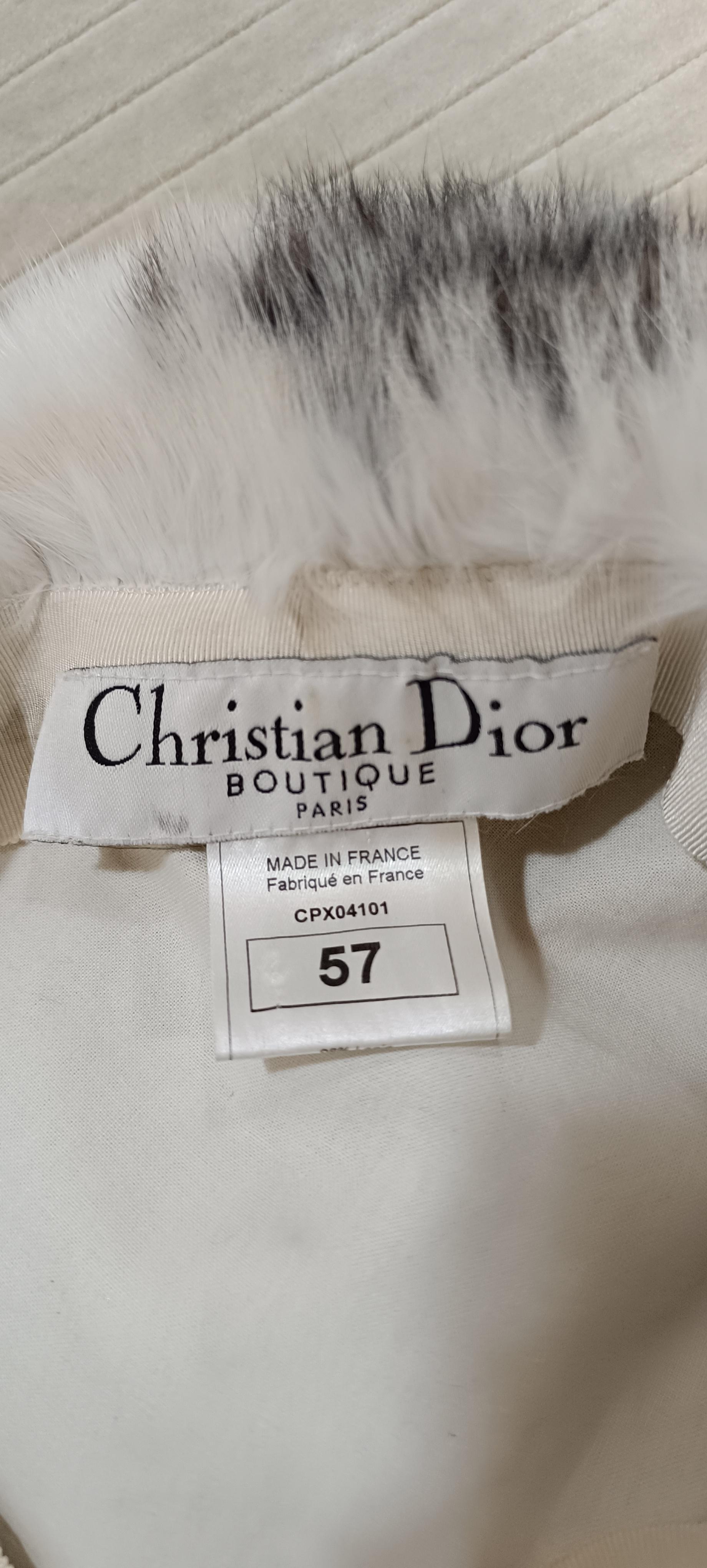 F/W 2002 Christian Dior by John Galliano Floral Lapin Fur Trench Coat  Hat SetFe For Sale 7