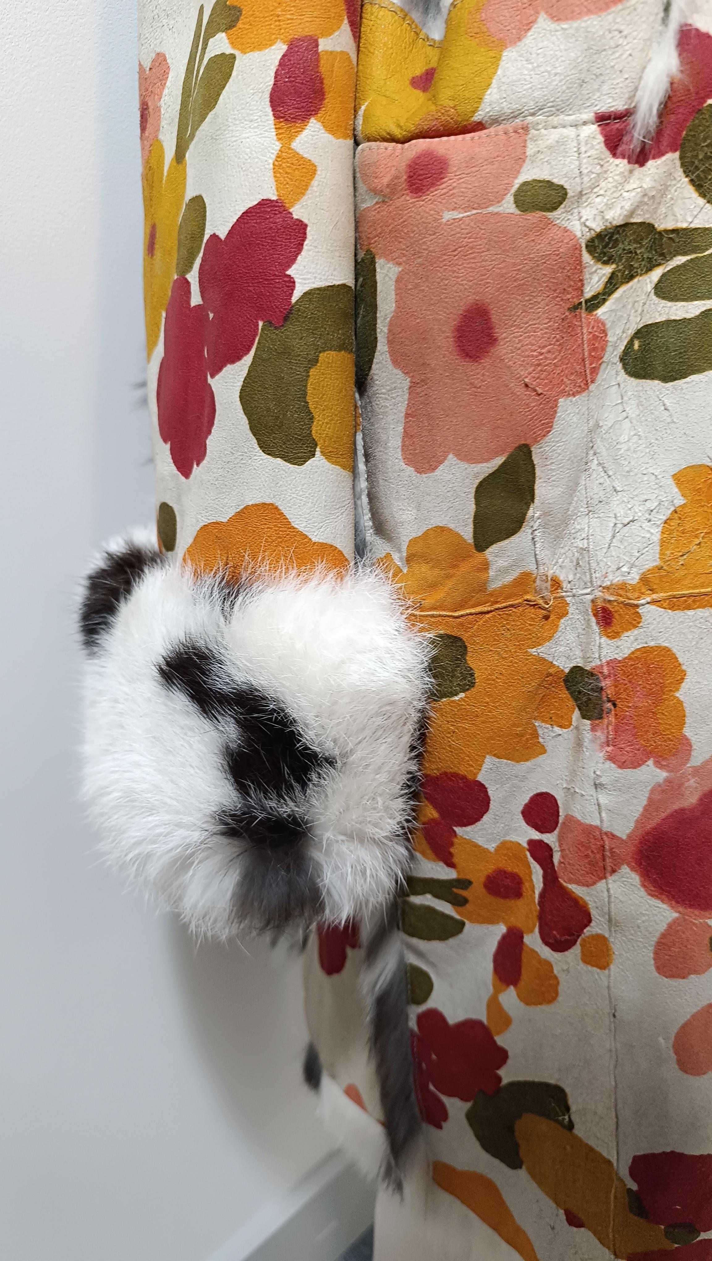 F/W 2002 Christian Dior by John Galliano Floral Lapin Fur Trench Coat  Hat SetFe For Sale 10