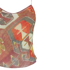 F/W 2002 Christian Dior by John Galliano Ikat Pattern Sheer Tank Top FR40