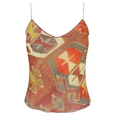 F/W 2002 Christian Dior by John Galliano Ikat Pattern Sheer Tank Top FR40