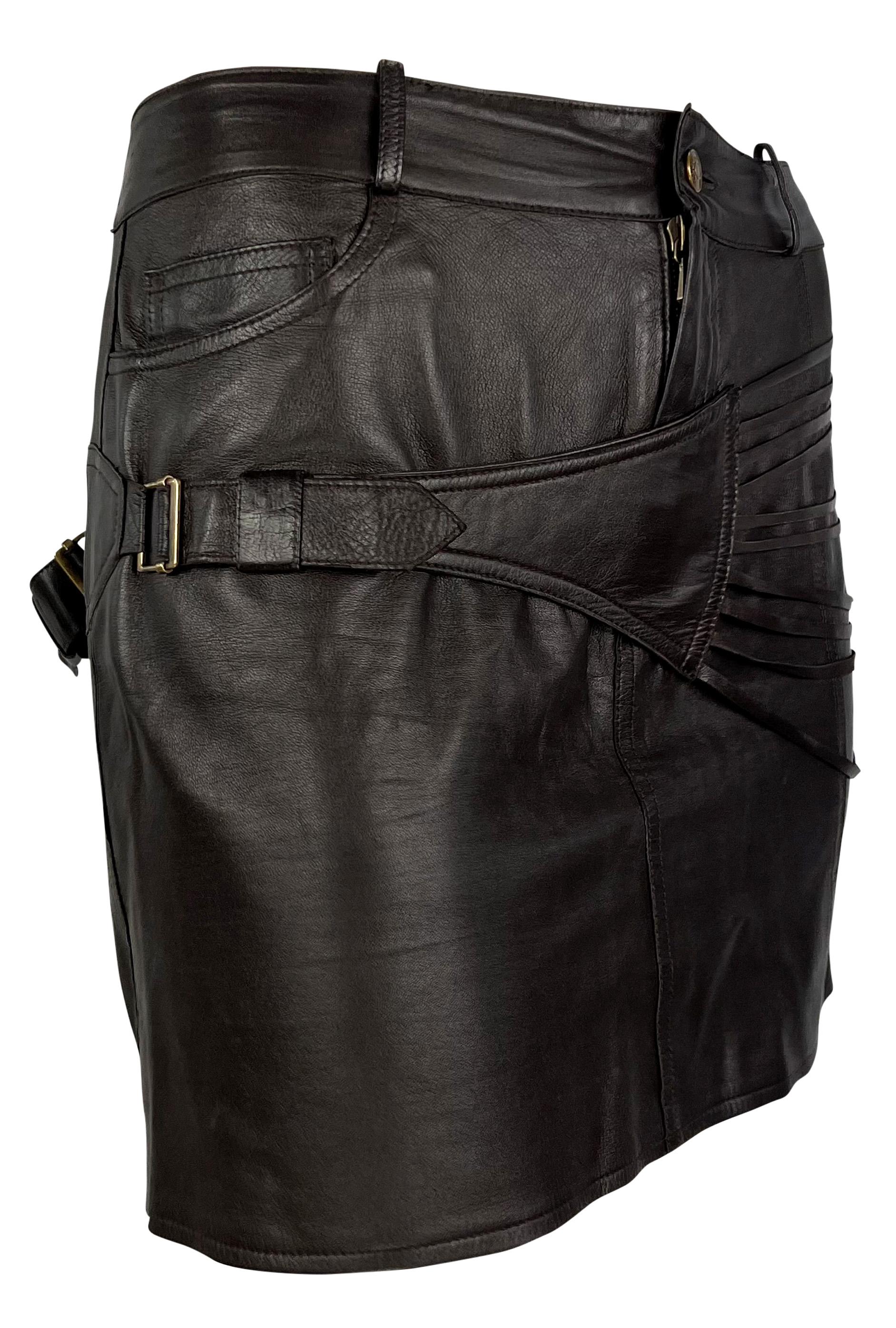 Women's F/W 2002 Christian Dior by John Galliano Leather Lace-Up Asymmetric Mini Skirt For Sale