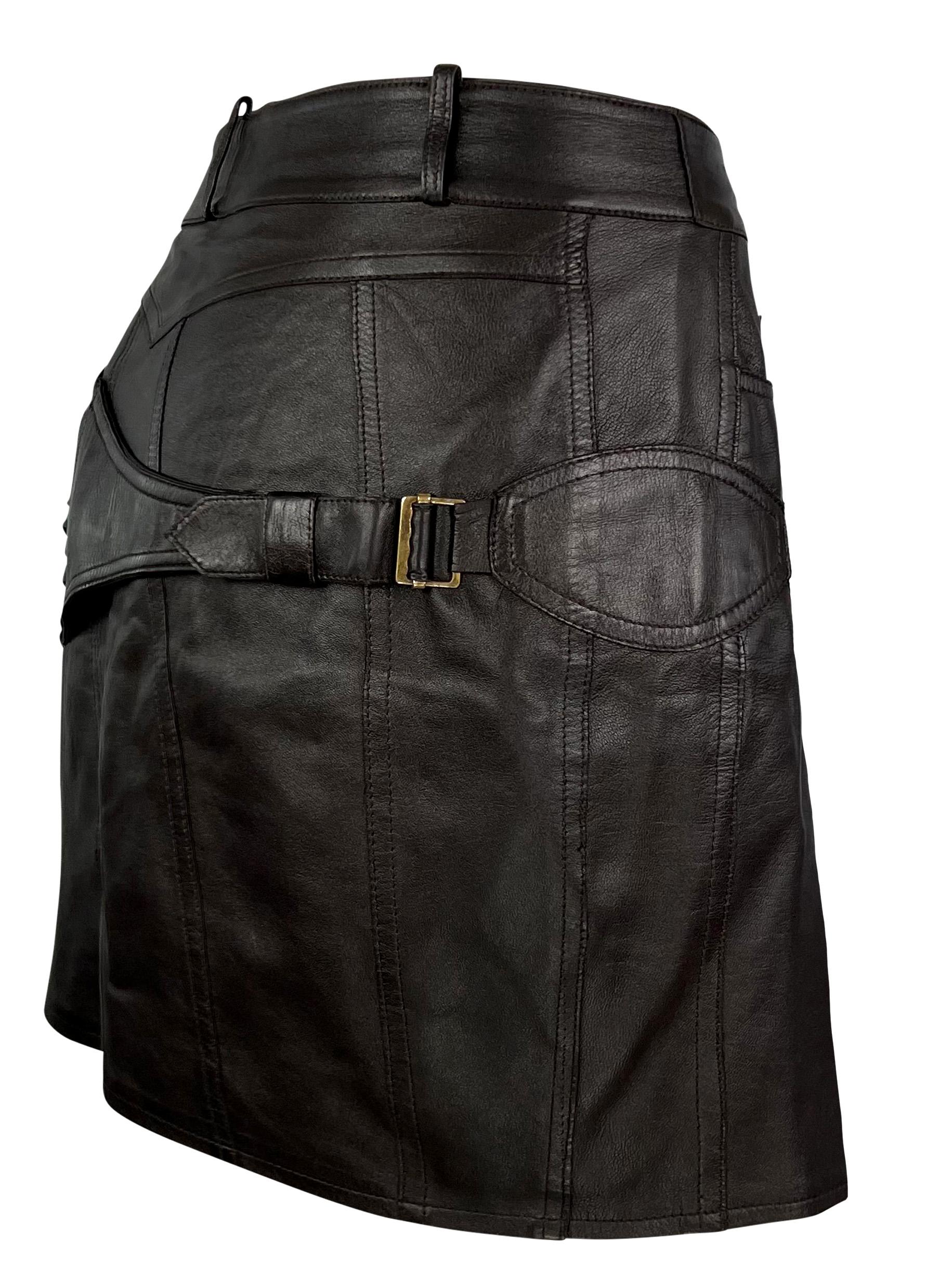 F/W 2002 Christian Dior by John Galliano Leather Lace-Up Asymmetric Mini Skirt For Sale 1