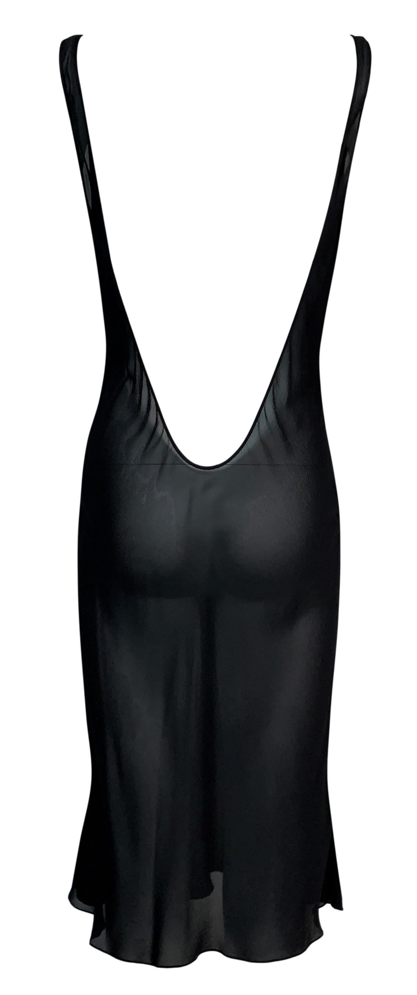 F/W 2002 Christian Dior by John Galliano Plunging Sheer Black Silk Dress In Good Condition In Yukon, OK