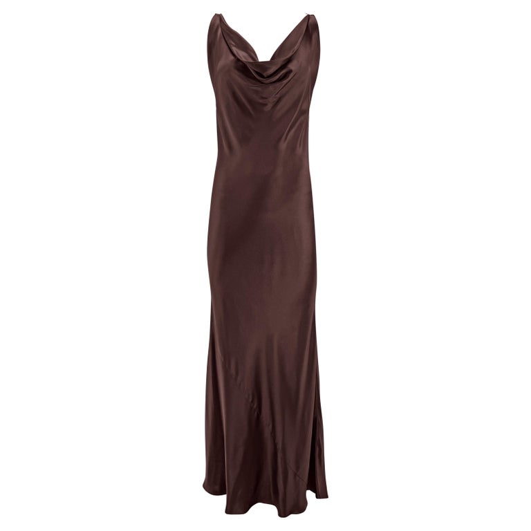dolce and gabbana brown dress Dress in stretch satin in Brown for Women