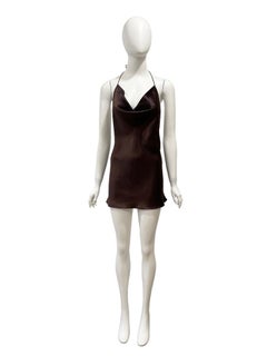 F/W 2002 Dolce & Gabbana Brown Satin Micro Mini Dress NWT