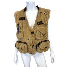 F/W 2002 Dolce & Gabbana hunting cargo vest with lapin fur lining
