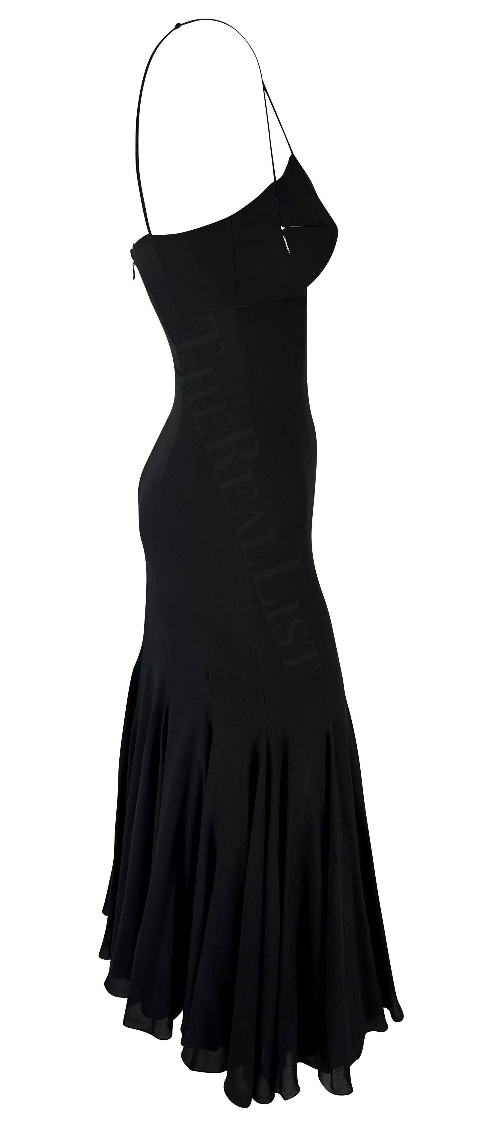 F/W 2002 Dolce & Gabbana Runway Black Silk Slip Flare Hem Dress 6