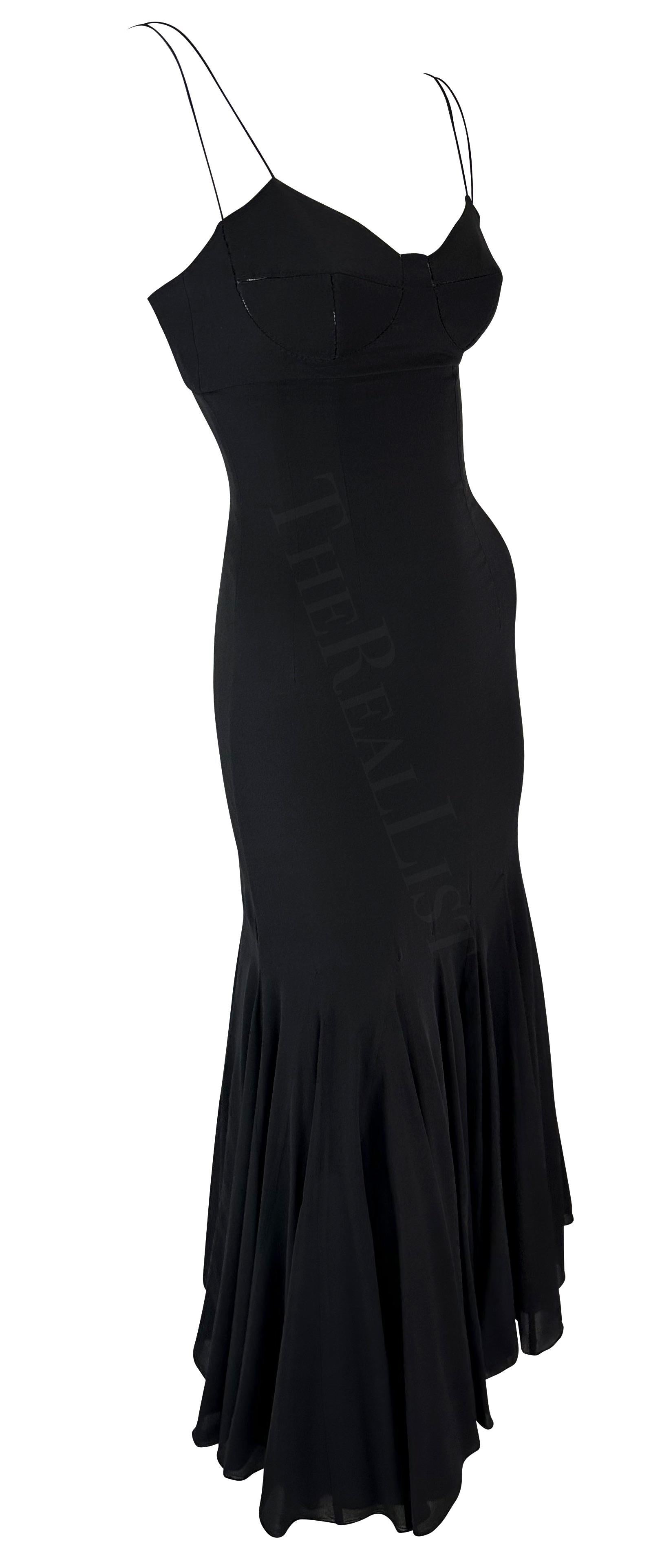 F/W 2002 Dolce & Gabbana Runway Black Silk Slip Flare Hem Dress 7