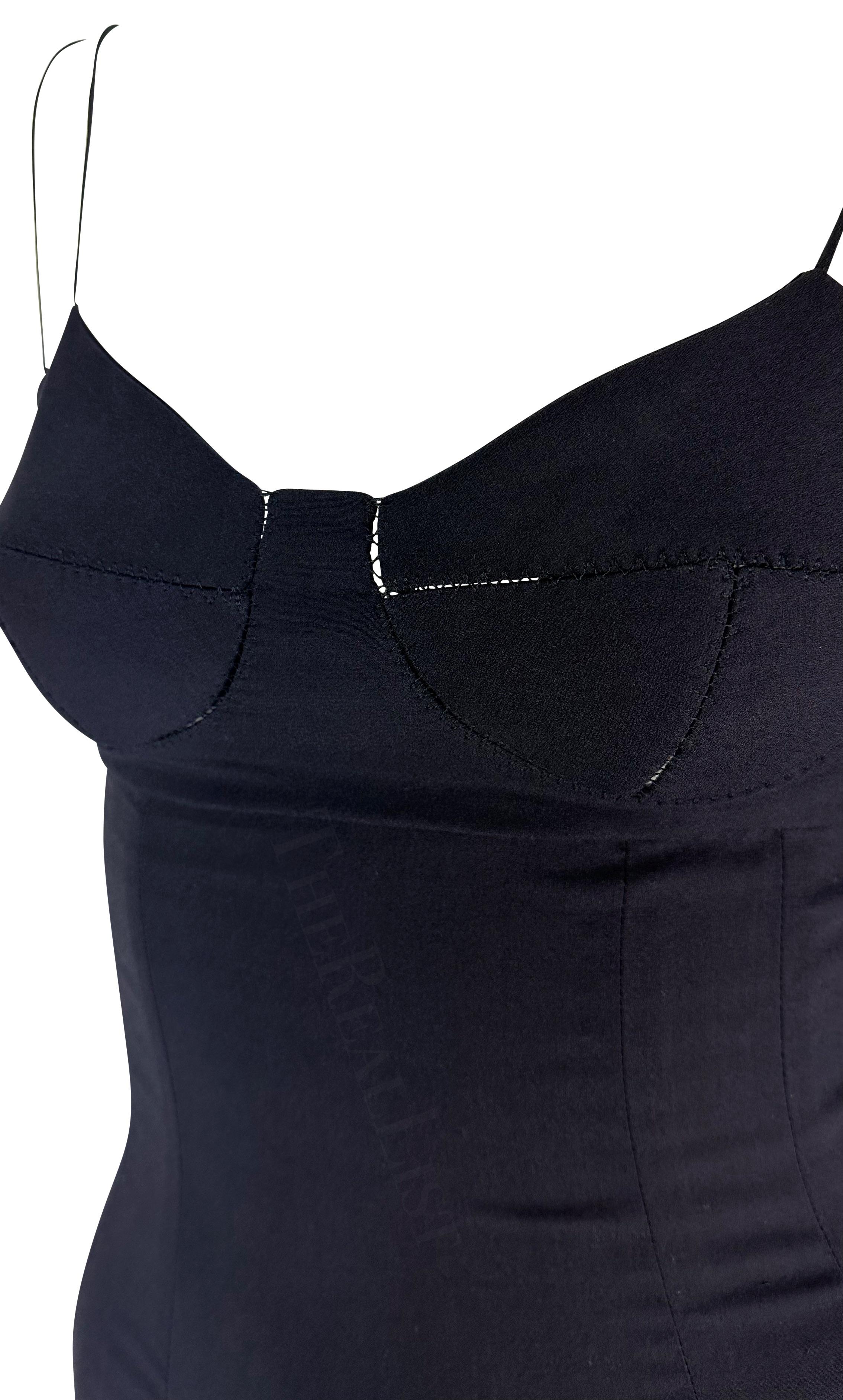 F/W 2002 Dolce & Gabbana Runway Black Silk Slip Flare Hem Dress For Sale 2