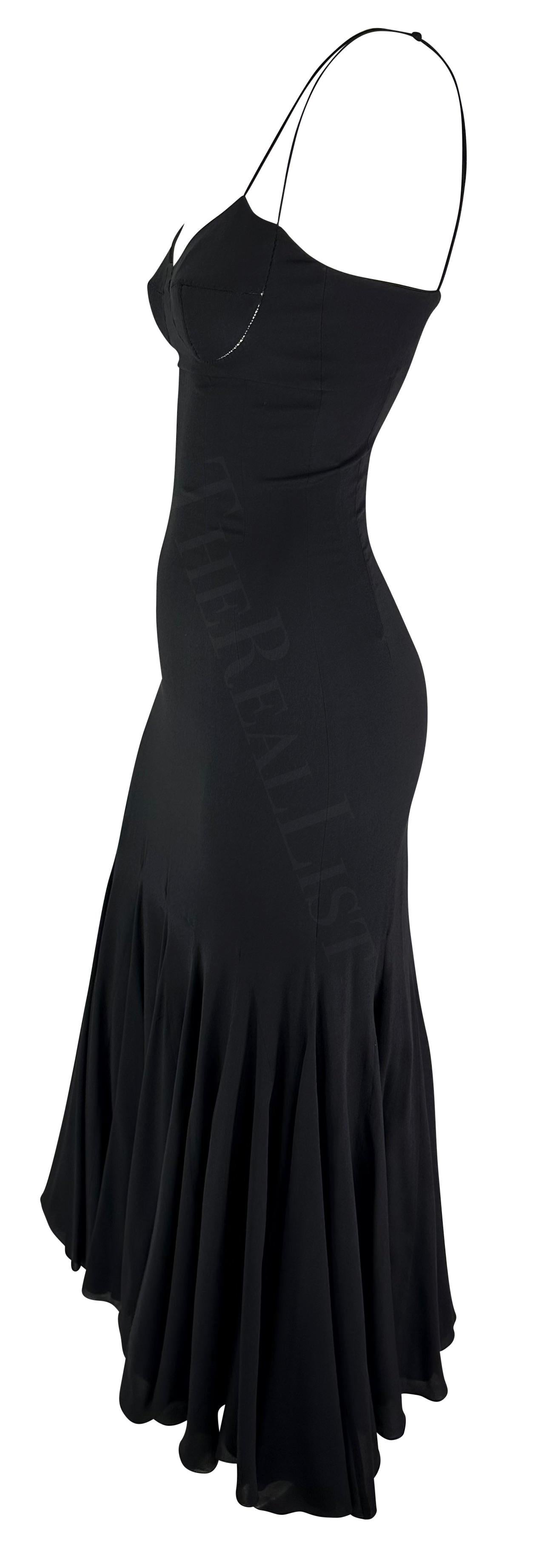 F/W 2002 Dolce & Gabbana Runway Black Silk Slip Flare Hem Dress 4