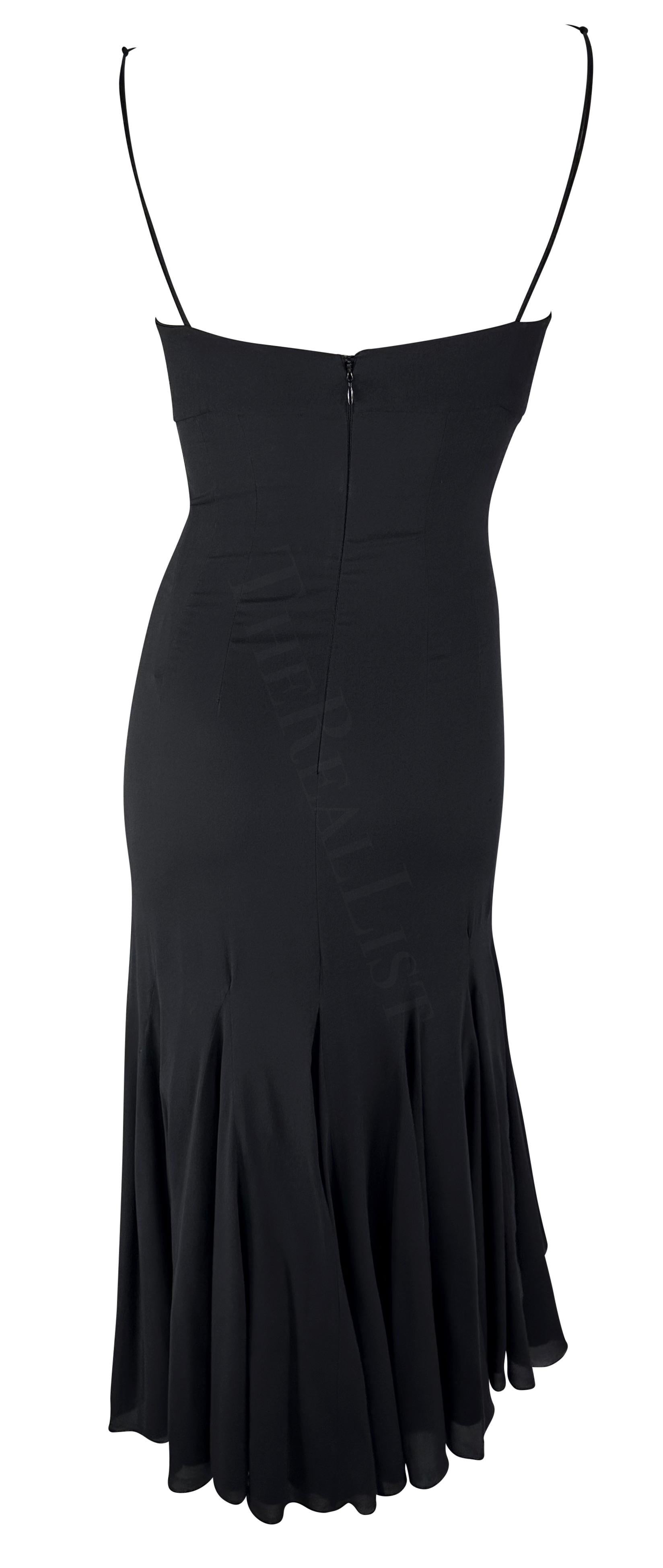 F/W 2002 Dolce & Gabbana Runway Black Silk Slip Flare Hem Dress For Sale 5