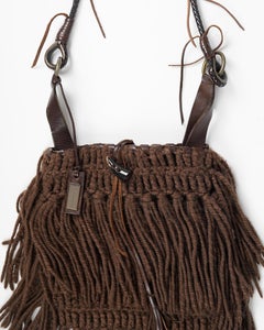 F/W 2002 Dolce&Gabbana Runway Brown Fringe Crossbody Bag