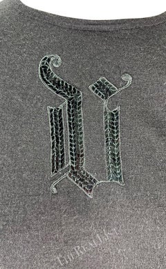 F/W 2002 Gianni Versace by Donatella Black Sequin 'V' Monogram Knit Sweater