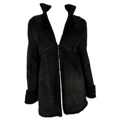 Veste en cuir tissé en peau de mouton noir Gianni Versace by Donatella, A/H 2002