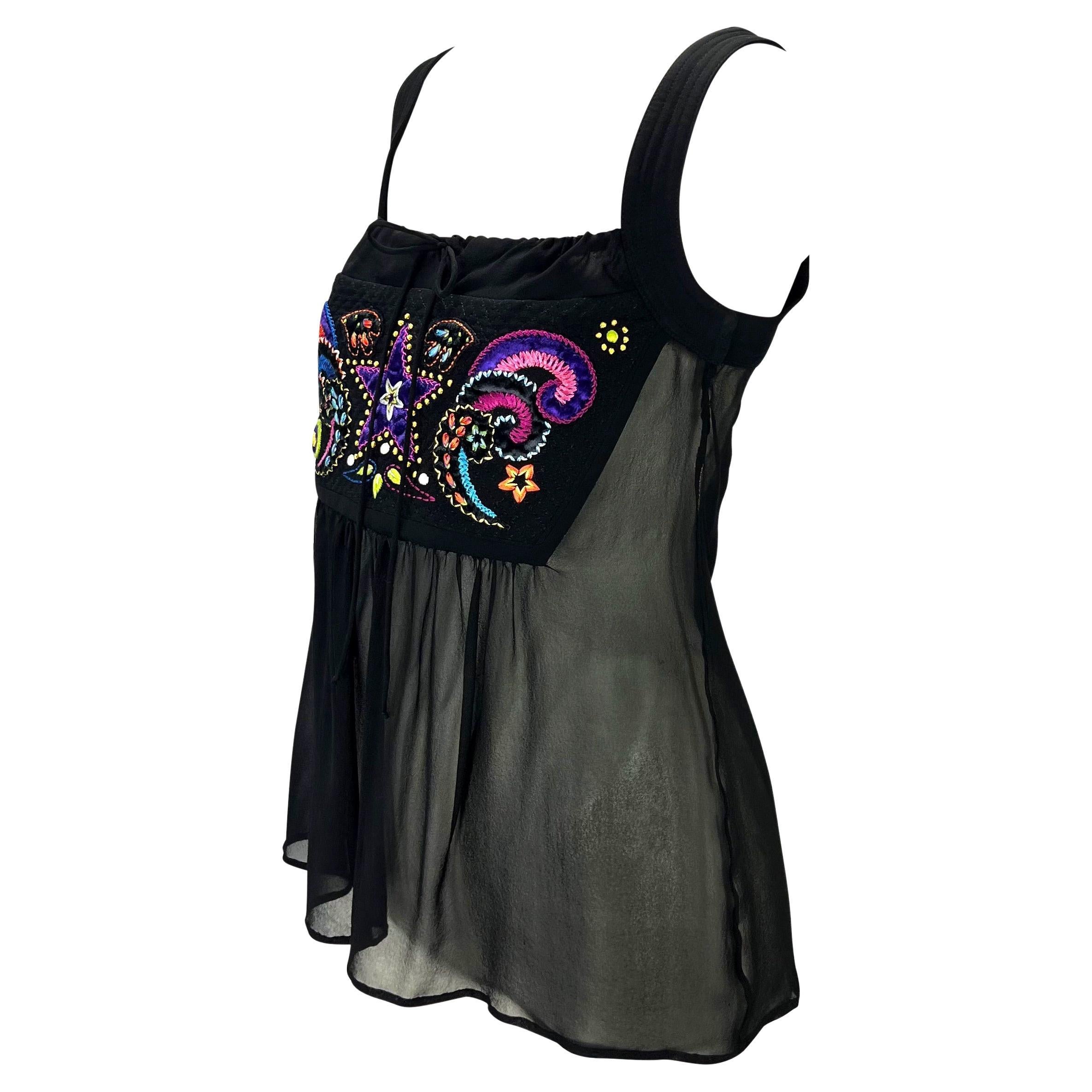 F/W 2002 Gianni Versace by Donatella Black Sheer Embroidered Babydoll ...
