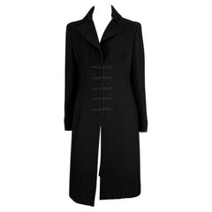 F/W 2002 Gianni Versace by Donatella Black Tweed Runway Trench Coat