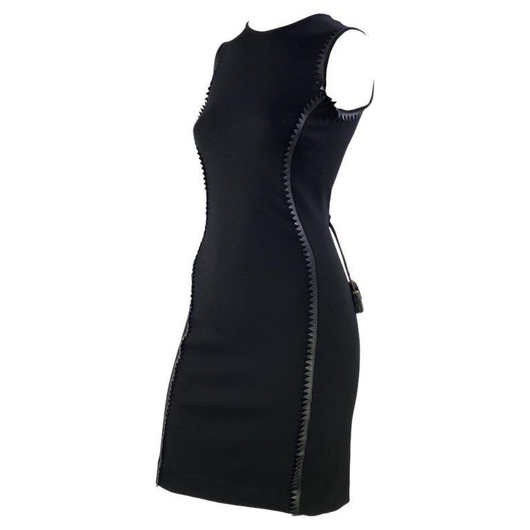 F/W 2002 Gianni Versace by Donatella Knit Dress with Leather Trim Tassels  For Sale at 1stDibs | donatella and gianni versace dress, donatella versace leather  dress, donatella leather dress