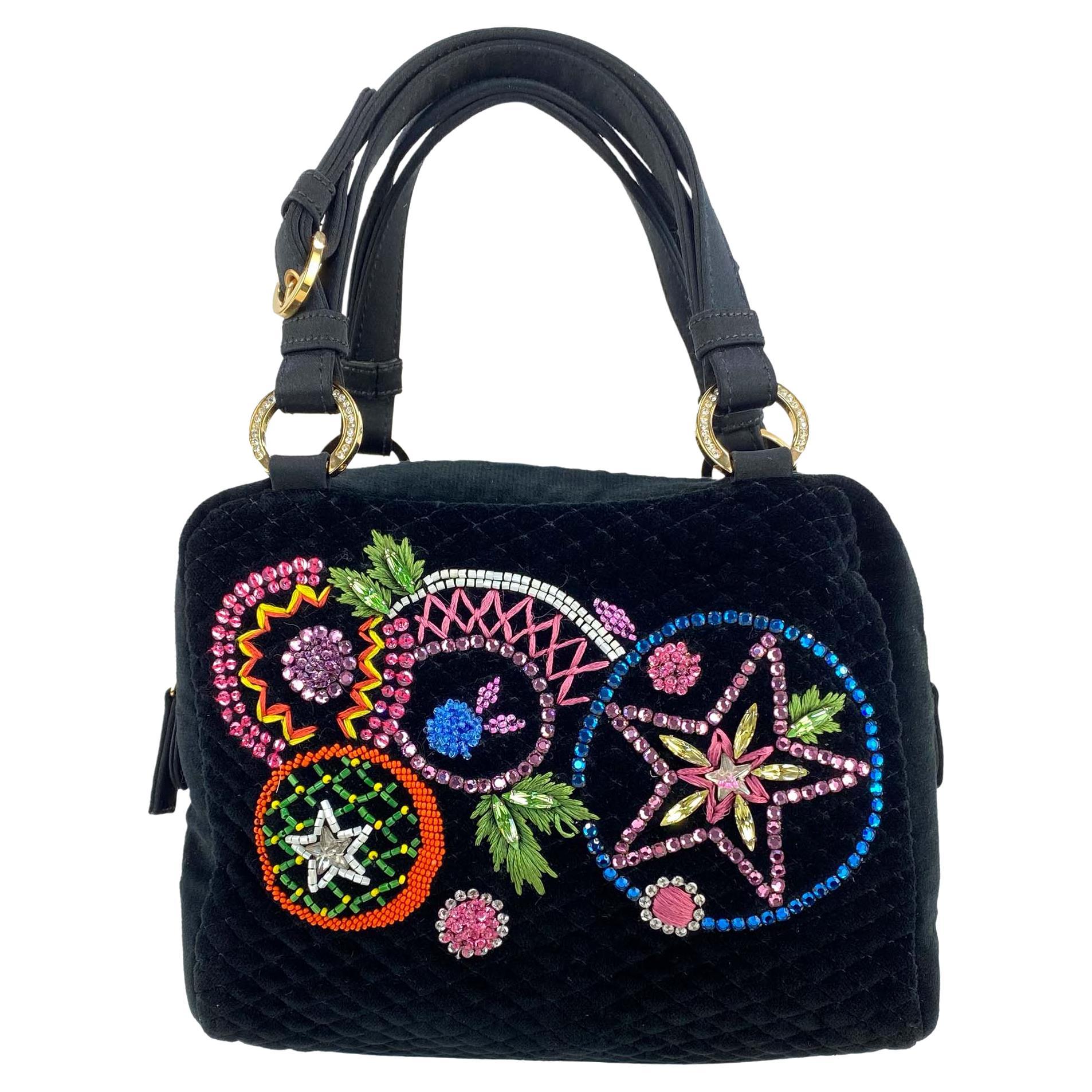 F/W 2002 Gianni Versace by Donatella Rhinestone Embroidered Velvet Mini Bag
