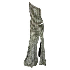 F/W 2002 Gianni Versace by Donatella Runway Green Iridescent Sequin Cutout Gown