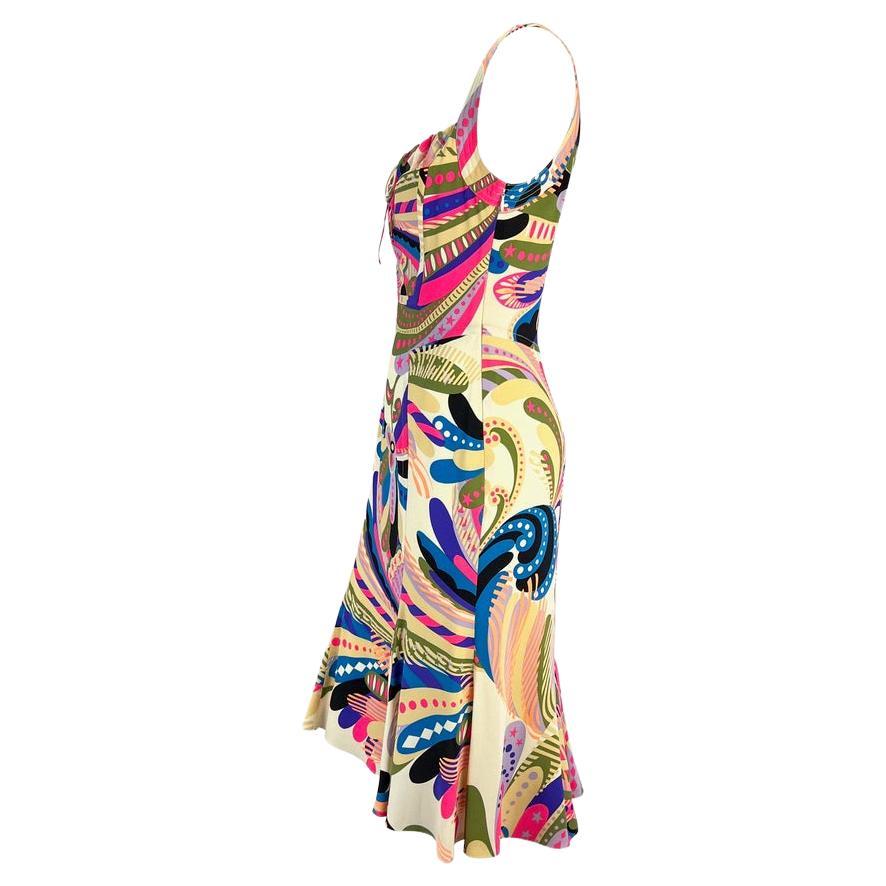 F/W 2002 Gianni Versace by Donatella Runway Psychedelic Print Sleeveless Dress In Excellent Condition For Sale In West Hollywood, CA