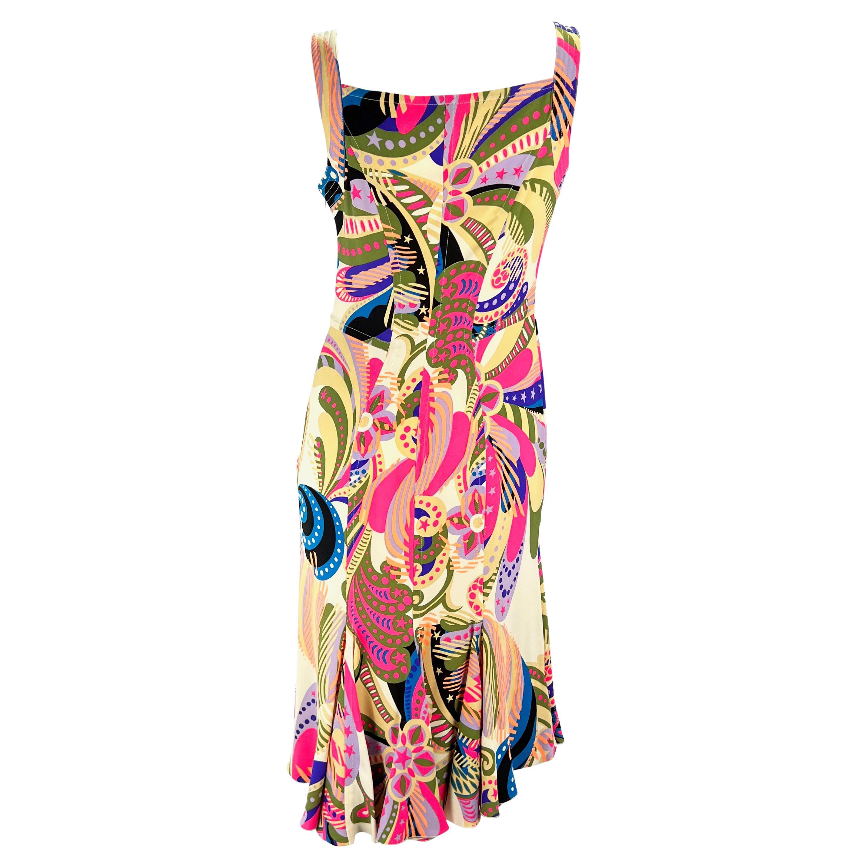 Women's F/W 2002 Gianni Versace by Donatella Runway Psychedelic Print Sleeveless Dress For Sale