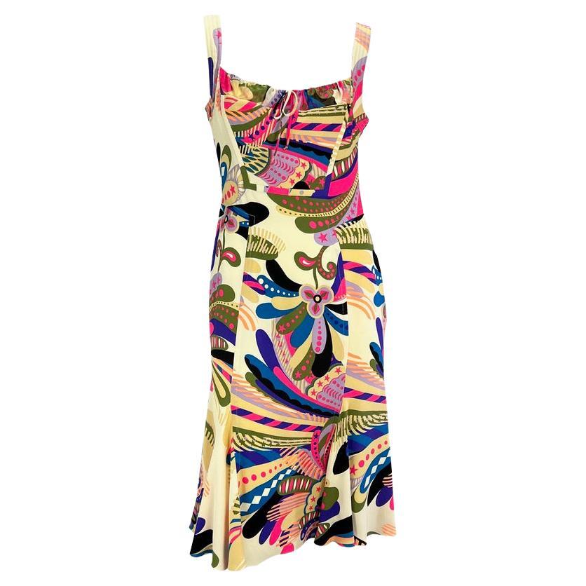 F/W 2002 Gianni Versace by Donatella Runway Psychedelic Print Sleeveless Dress For Sale
