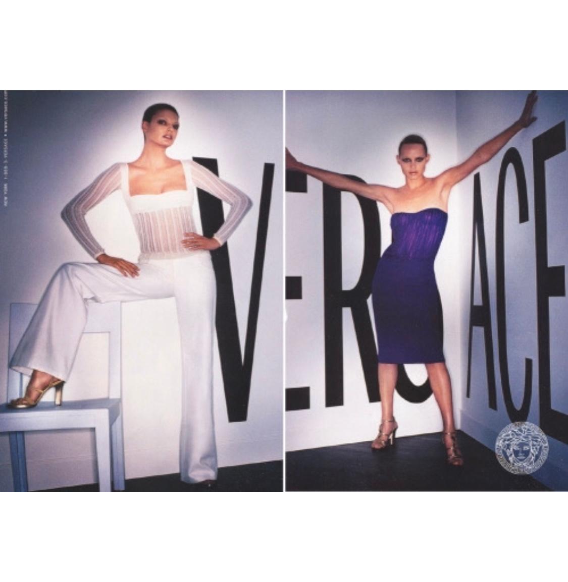 F/W 2002 Gianni Versace by Donatella Laufsteg Durchsichtiges lila trägerloses gestepptes Kleid im Zustand „Gut“ im Angebot in West Hollywood, CA