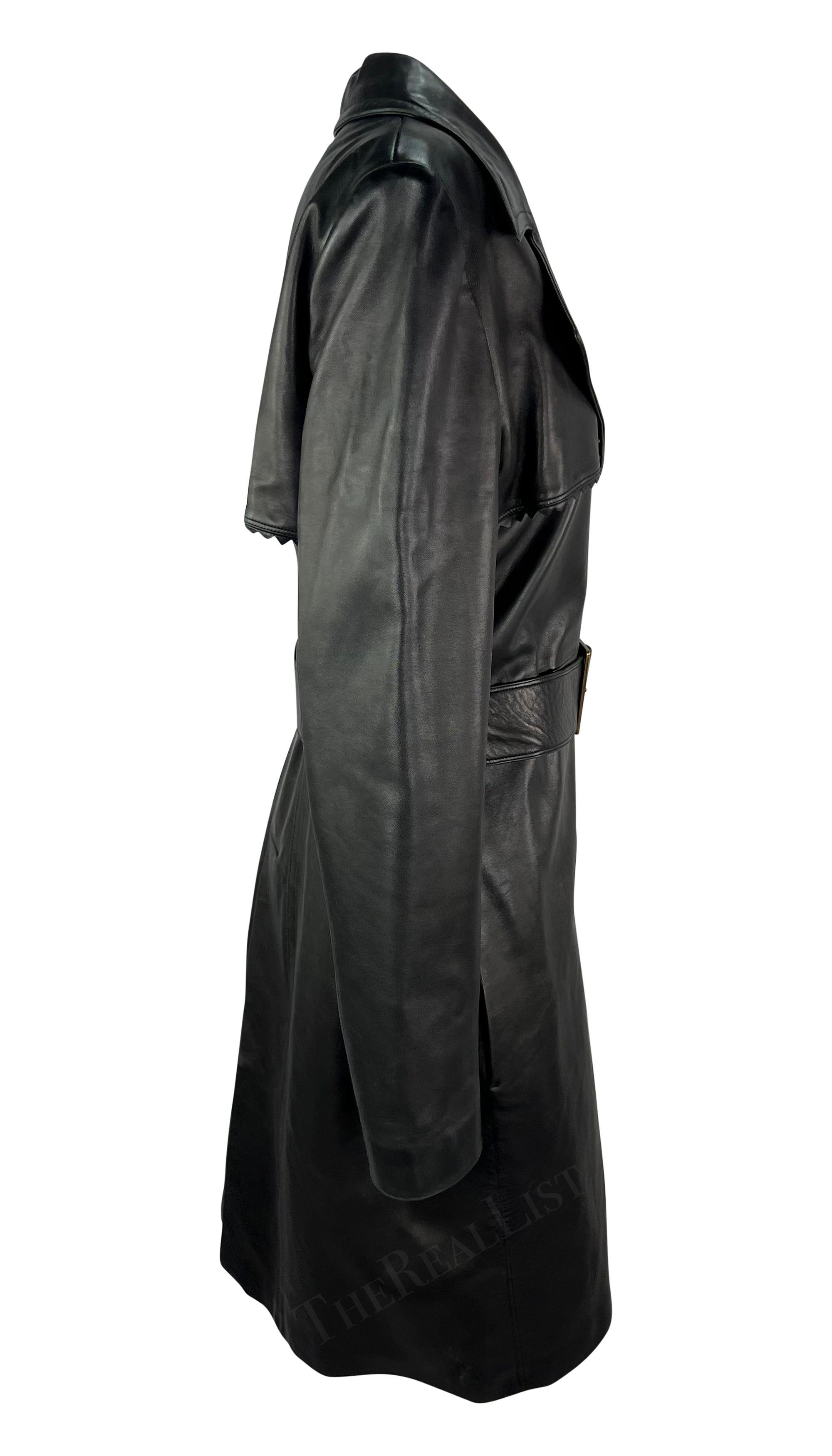 F/W 2002 Gianni Versace by Dontella Versace Black Leather Trench Coat For Sale 1