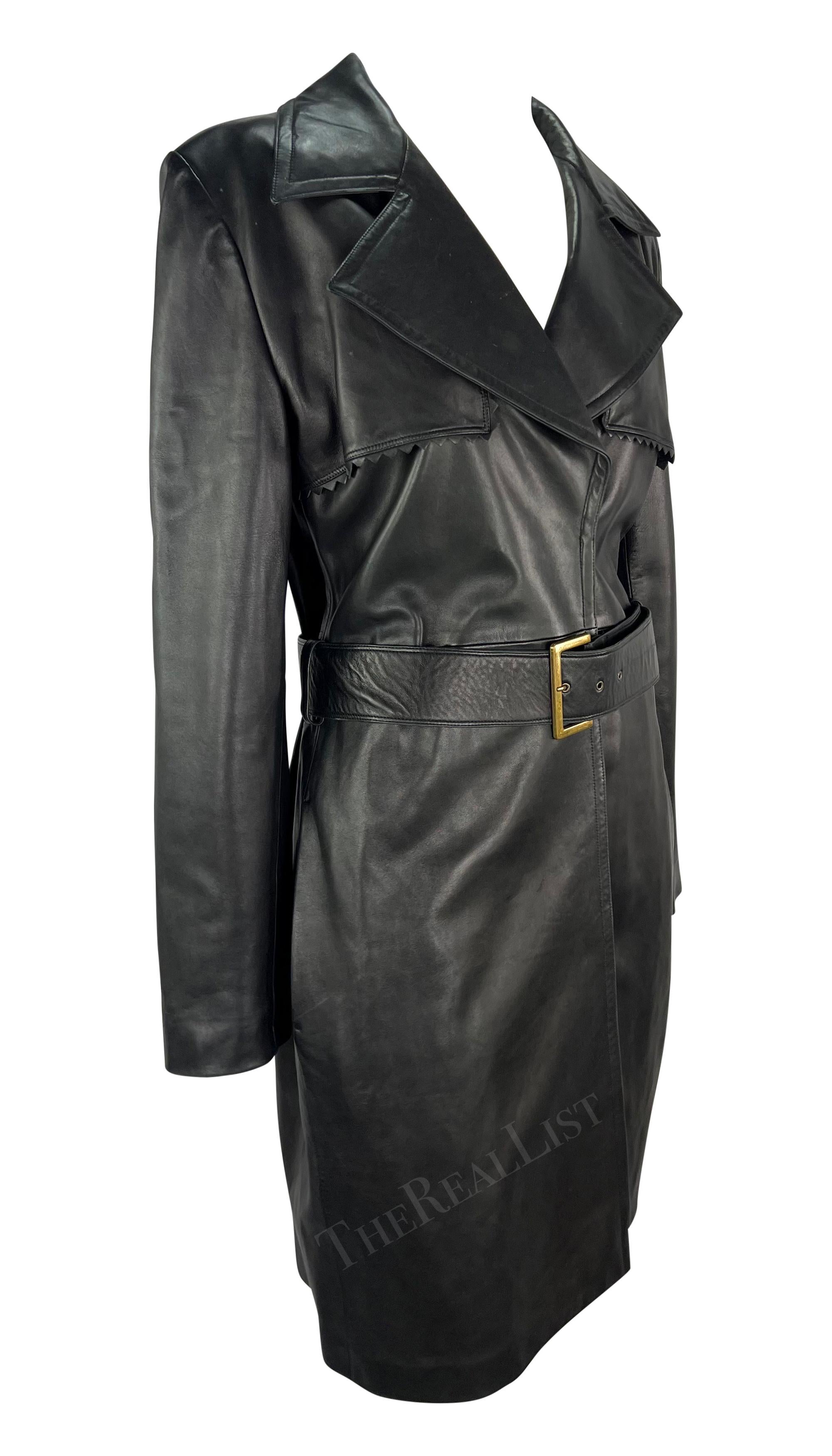 F/W 2002 Gianni Versace by Dontella Versace Black Leather Trench Coat For Sale 2